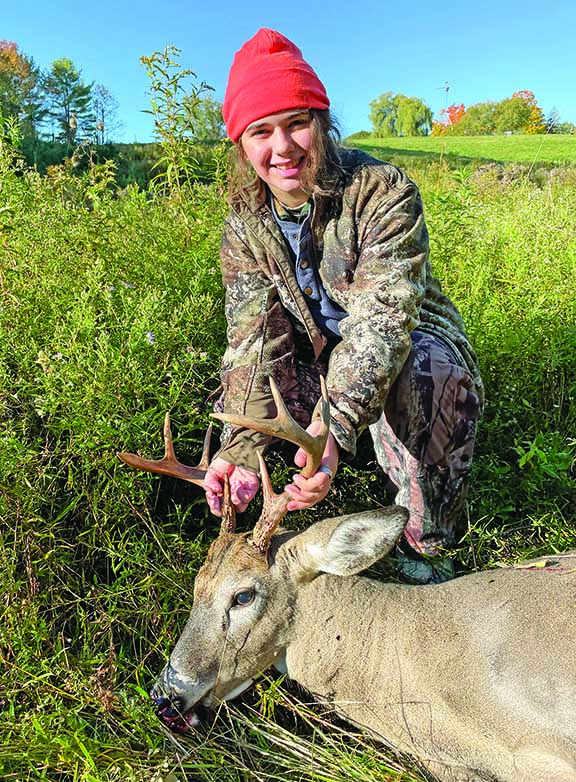 2022: Nora Brassard, of Port Henry got her first buck, this fine 8-pointer, on the first day of the 2022 youth big game hunting weekend.