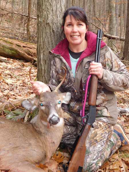 2017: Patty Ladd of Kingsbury with her first deer, a fine spike horn taken Dec. 3 (the last day of rifle season) while hunting with the Iron Sight Gang in Warren County.