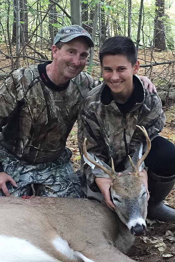 Father and son, Chris and Trevor Corlew with Trevor's first deer taken with a muzzleloader, a 145-pound, 6-pointer taken on October 15th, 2016 in Saratoga County.