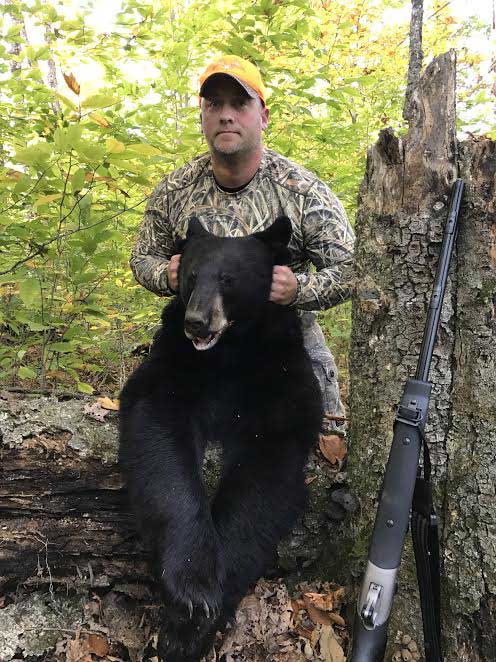 2016: Jamie Chase of Williston, VT with a 300-pound black bear taken Oct. 15, opening day of Northern Zone Muzzleloading Season, in Hamilton County.