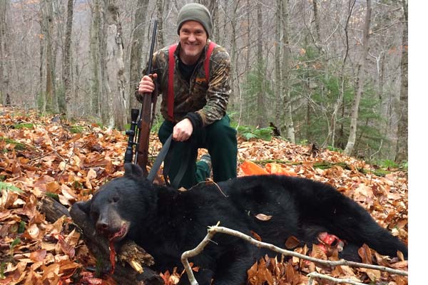 2017: Mike Delpha of New Milford, CT with a 260-pound black bear taken in early November in Essex County.
