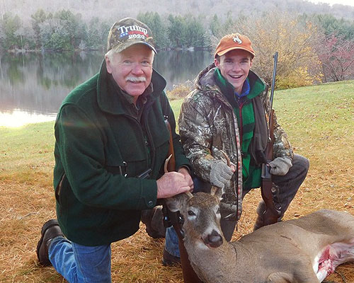 2019: Mike Currie of Warrensburgh (and grandson, Paul), with a 109-pond, 4-pointer taken in Hogtown with the Iron Sight Gang.
