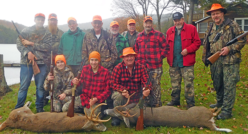 2021: Christian Chaney, of Hartford, and ADKHunter web author Dan Ladd shot this pair of 8-pointers (175, 158 pounds) while hunting with the Iron Sight Gang in Hogtown, NY.