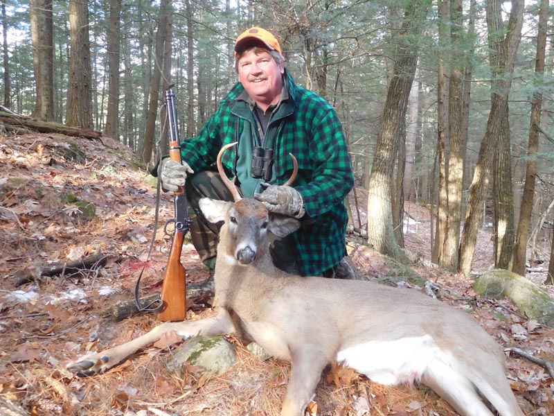 2019: ADKHUnter webmaster Dan Ladd with a 5-pointer taken Nov. 30 in northern Warren County with the Iron Sight Gang.